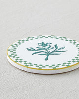 Premium Ceramic Coaster Set White Green Retail Ready