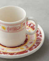 Elegant Bone Porcelain Coffee Cup Set - Pink Yellow