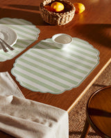 Set of 2 White & Green Placemats for Dining Table - TryAladdin