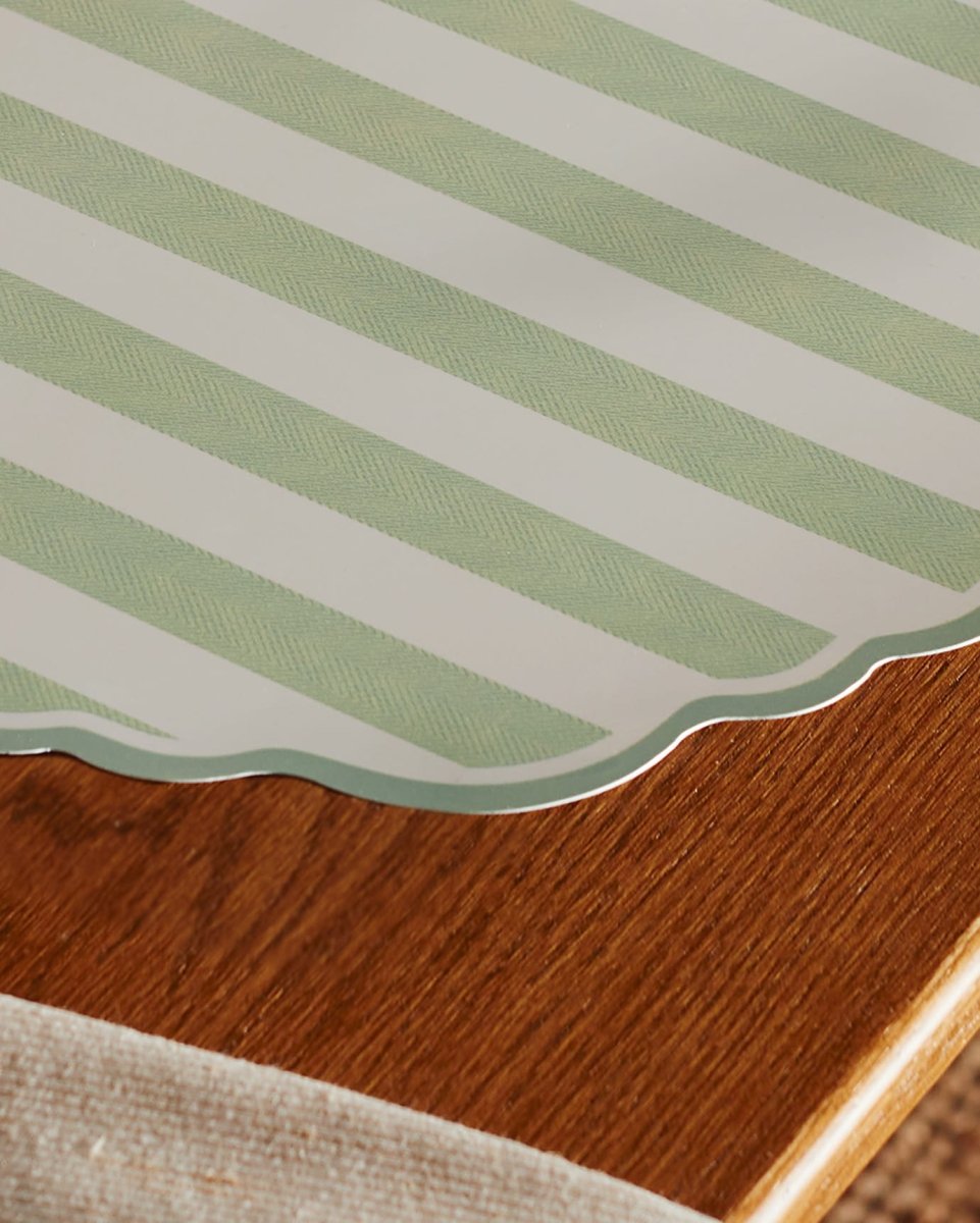 Set of 2 White & Green Placemats for Dining Table - TryAladdin