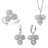 Sterling Silver Zircon Cluster Jewelry Set