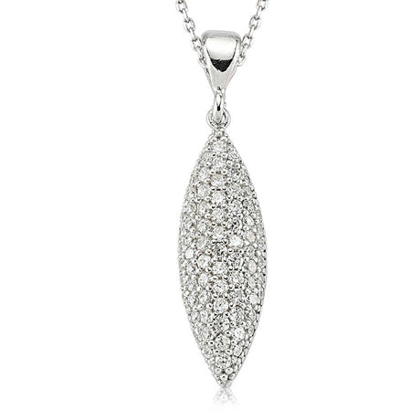 Necklace - Sterling Silver Sparkling Pave Marquise Pendant