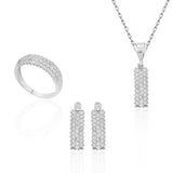 Sterling Silver Zirconia Pave Jewelry Set