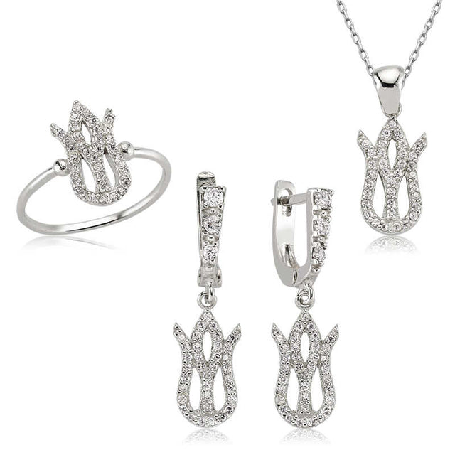 Jewelry Set - Sterling Silver Tulip Zirconia Ensemble