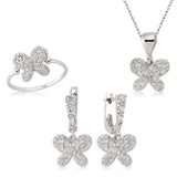 Sterling Silver Butterfly Jewelry Set - Sparkling Pavé Design