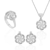 Jewelry Set - Sparkling Sterling Silver & CZ Floral Swirl Design
