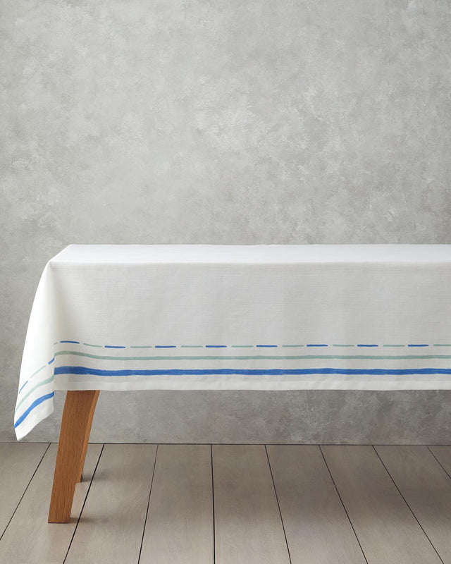 Professional Durable Polyester Shelltide White-Blue Tablecloth