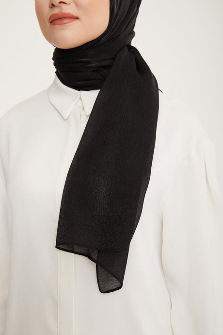 Shimmering Logo Detail Shawl - Black - TryAladdin