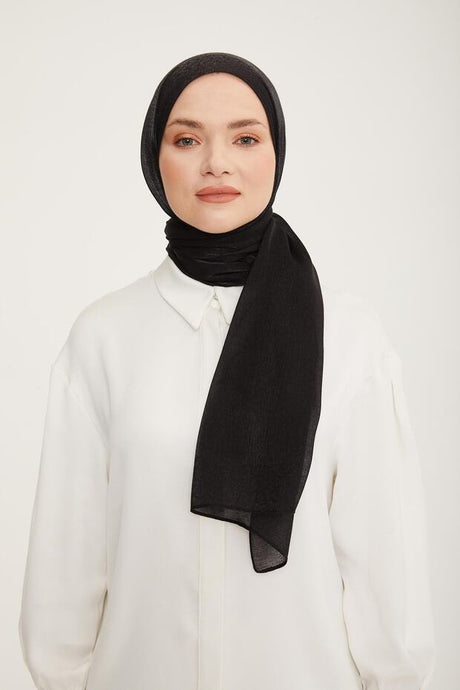 Shimmering Logo Detail Shawl - Black - TryAladdin