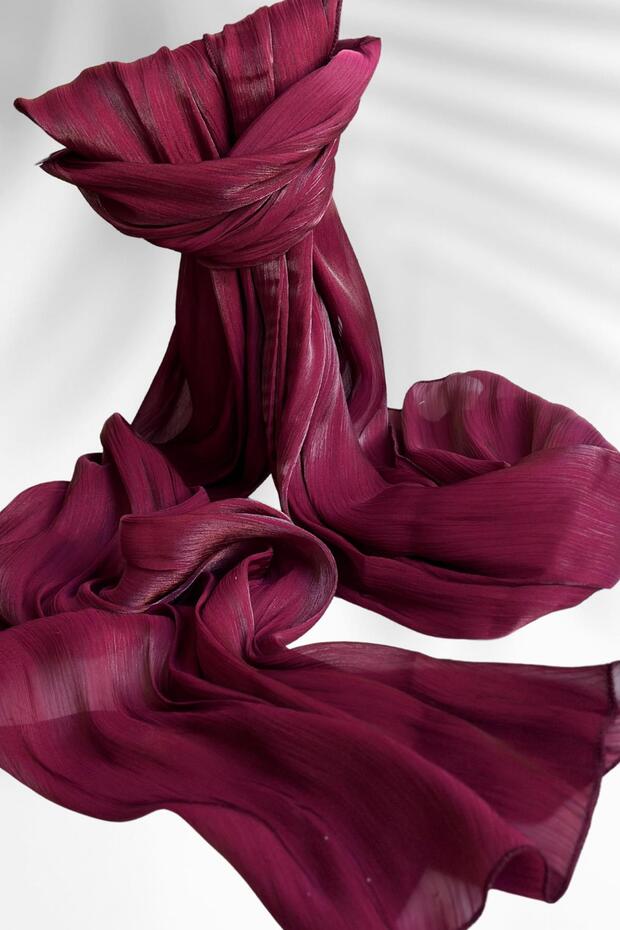 Shimmering Satin Evening Shawl - Burgundy - TryAladdin