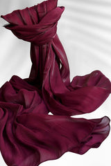 Shimmering Satin Evening Shawl - Burgundy - TryAladdin