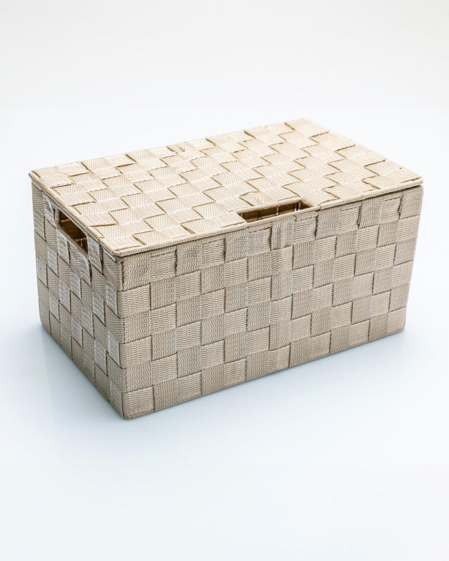 Professional Beige Lidded Storage Box - Versatile Home Organization