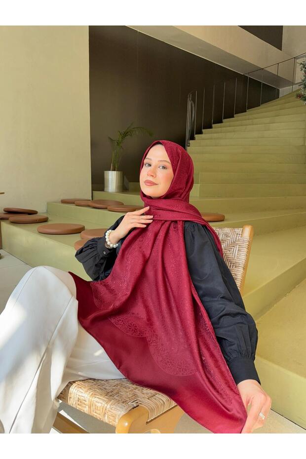 ミラ イペック シャイン パターン ジャカード ショール - 75x185 cm