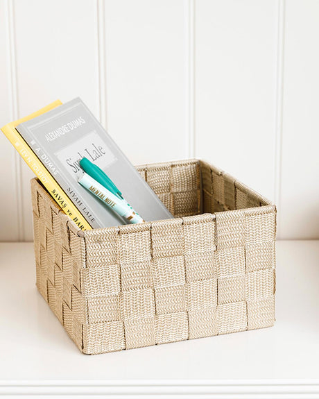 Elegant Handwoven Beige Storage-Basket