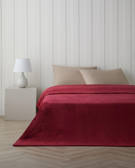 Premium-Fluffy-Supersoft-Double-Bed-Blanket-Dark-Red-Shiny-Lines