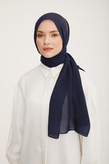 Shiny Logo Detailed Navy Viscose Blend Shawl - TryAladdin
