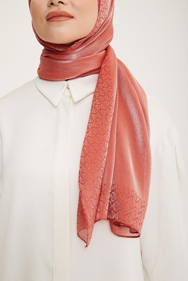 Shiny Logo Viscose Blend Shawl - Pomegranate - TryAladdin