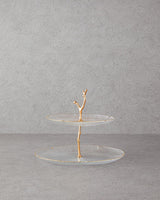 Professional Tiered Glass Serving Stand Gold