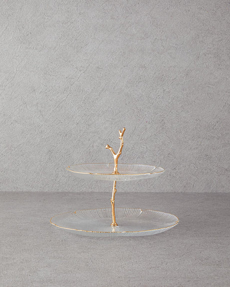 Professional Tiered Glass Serving Stand Gold