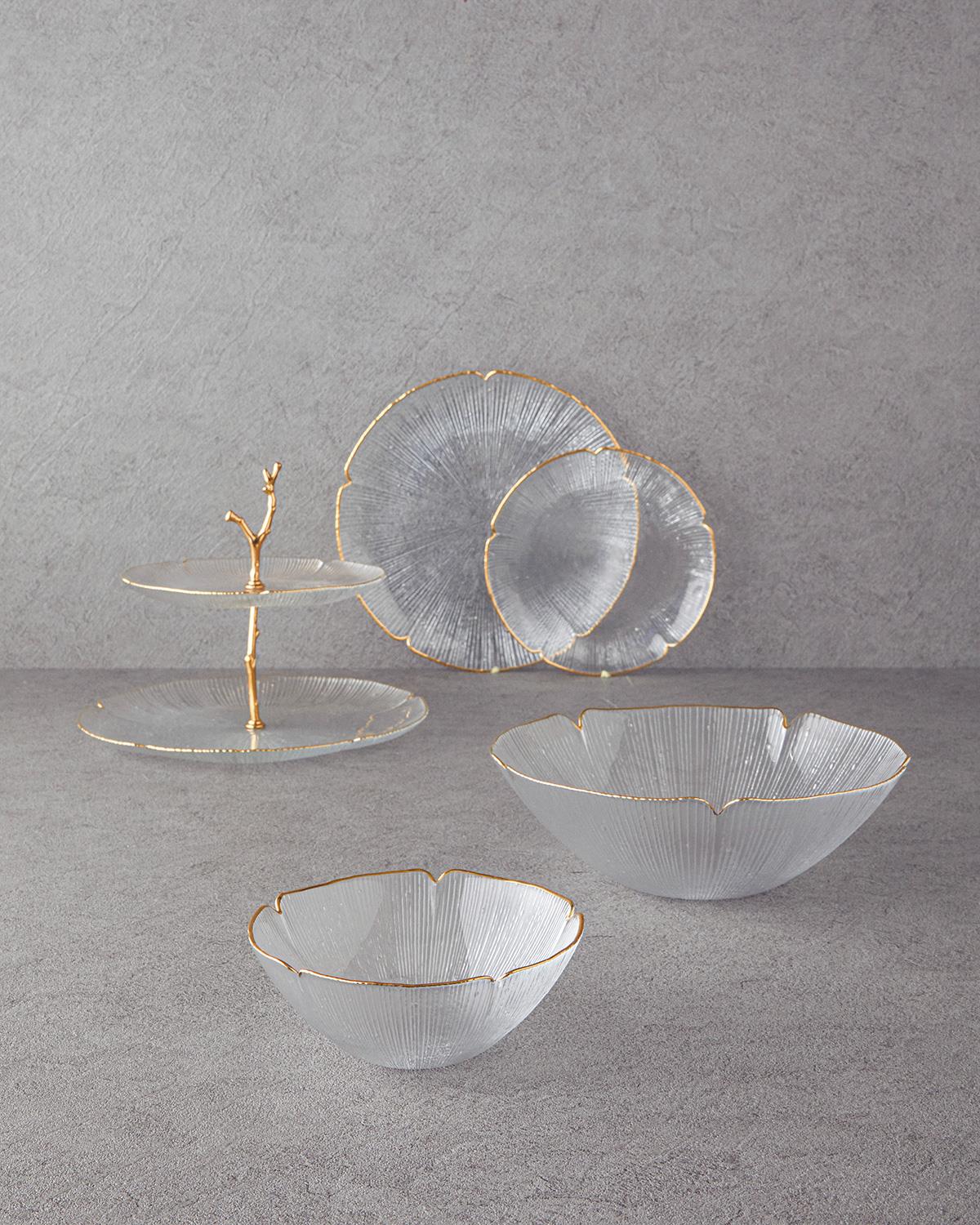 Professional Tiered Glass Serving Stand Gold