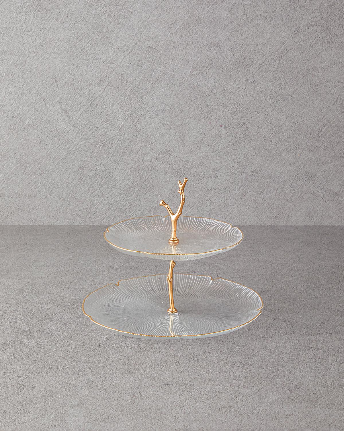 Professional Tiered Glass Serving Stand Gold