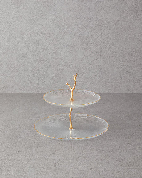 Professional Tiered Glass Serving Stand Gold