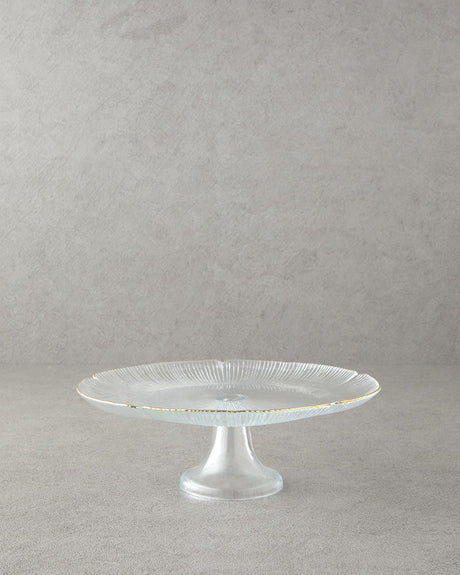Professional Grade Glass Cake Display Stand Gold Finish 28cm