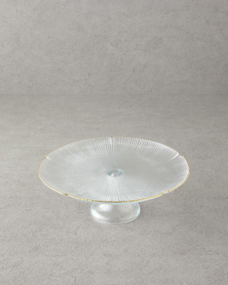 Professional Grade Glass Cake Display Stand Gold Finish 28cm