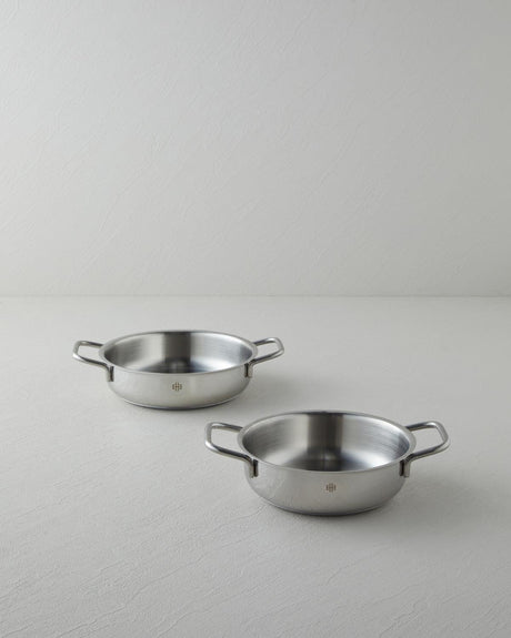 Professional-Grade Stainless Steel Sahan Pan Set - 2 Piece - 16cm 18cm
