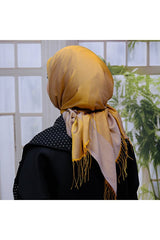 Silky Fringed Viscose Scarf - Gold - TryAladdin