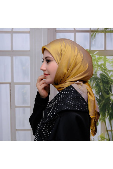 Silky Fringed Viscose Scarf - Gold - TryAladdin