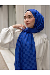 Silky Jacquard Shawl - Checkerboard Pattern - TryAladdin
