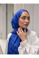 Silky Jacquard Shawl - Checkerboard Pattern - TryAladdin