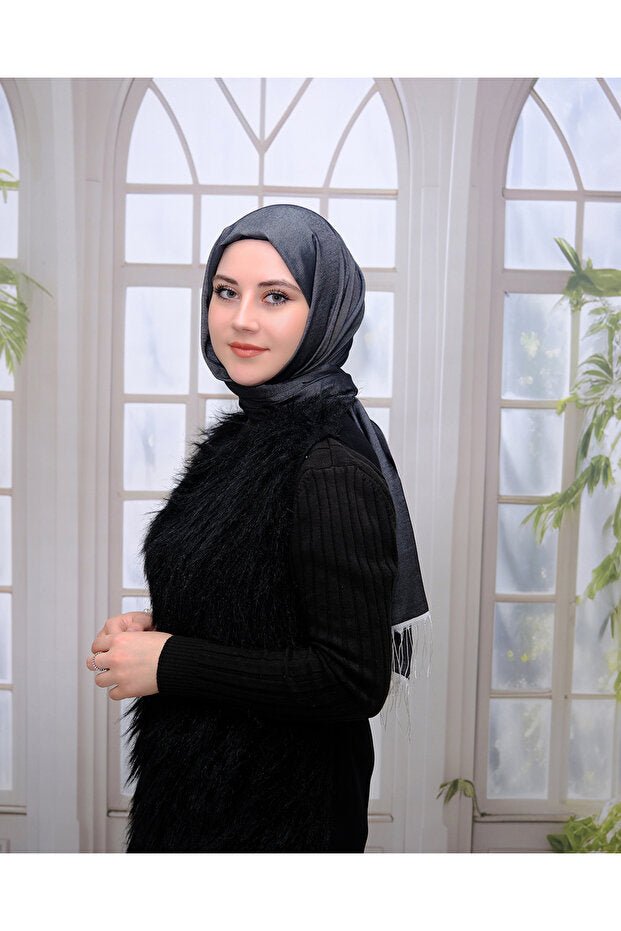 ZENIPEK シルキー ポリエステル ショール - スモークグレー – Aladdin