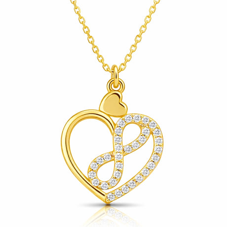 Heart Infinity Necklace - Gold-Plated Silver with Dazzling Zirconia