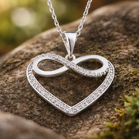 Sterling Silver Heart Infinity Necklace - Dainty Sparkle Pendant
