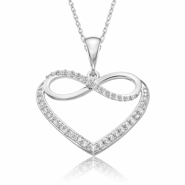 Sterling Silver Heart Infinity Necklace - Dainty Sparkle Pendant