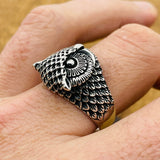 Silver Owl Head Statement Ring