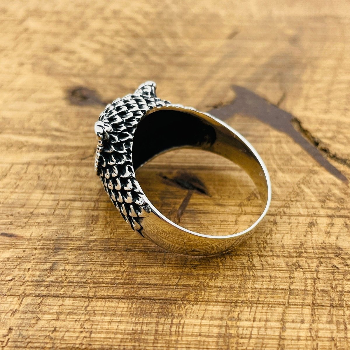 Silver Owl Head Statement Ring