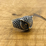 Silver Owl Head Statement Ring