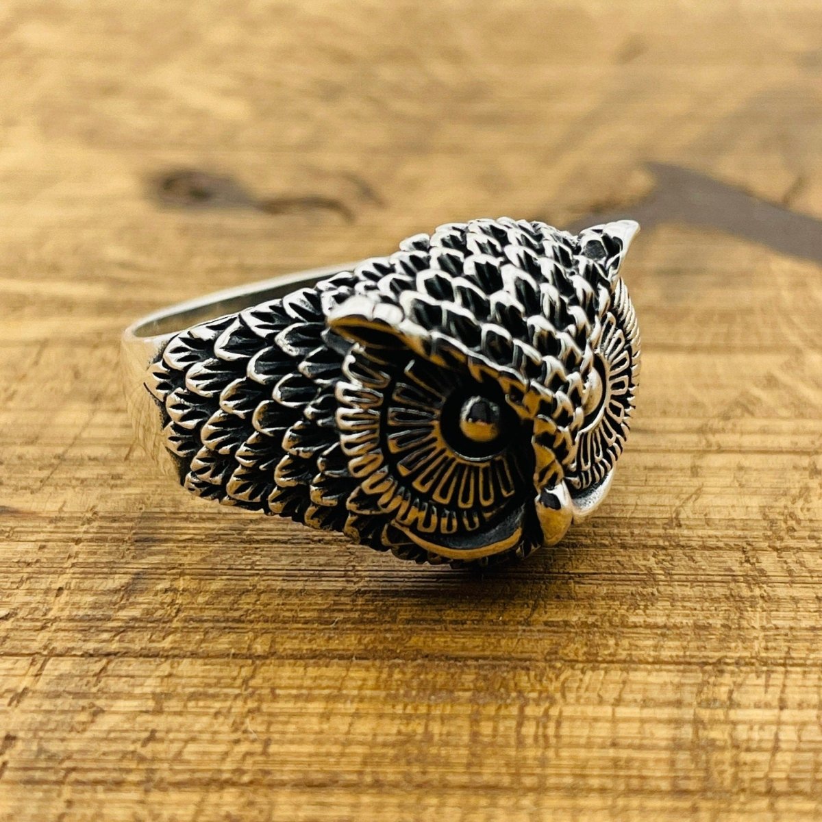 Silver Owl Head Statement Ring