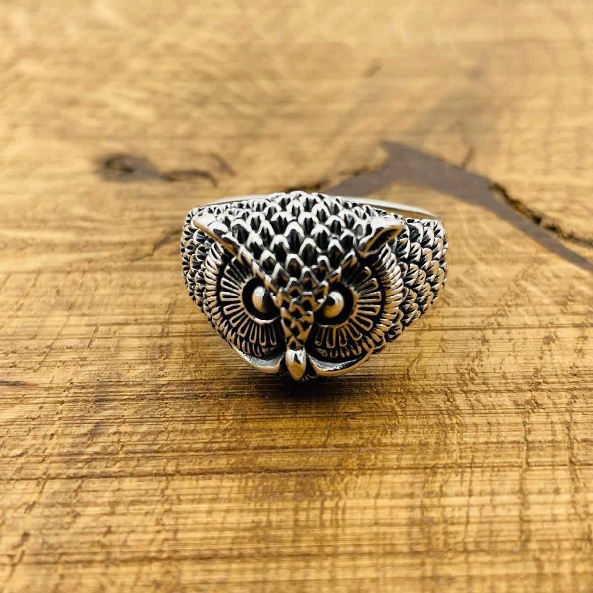 Silver Owl Head Statement Ring