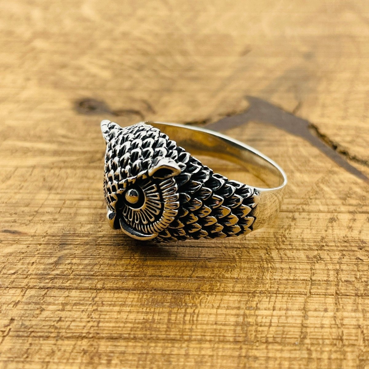 Silver Owl Head Statement Ring