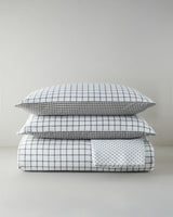 Premium Double Duvet Cover Set Easy Iron Checkered Brown 200x220cm
