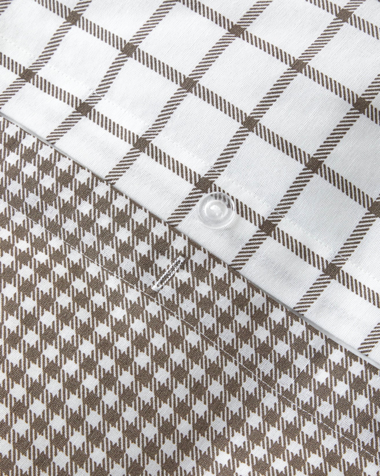 Professional Easy Iron Simple Checks Single Duvet Set Brown