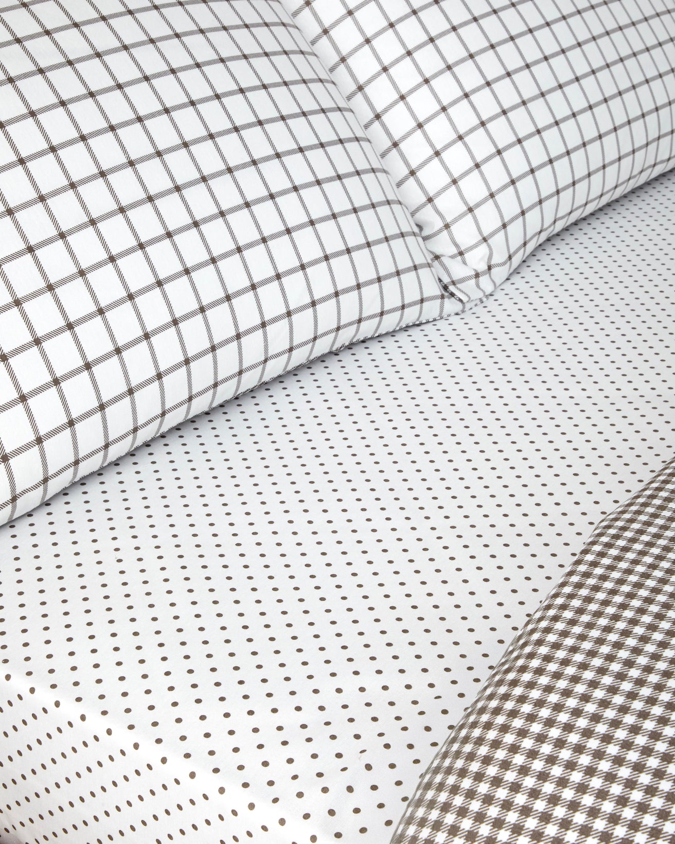 Professional Easy Iron Simple Checks Single Duvet Set Brown