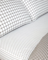 Professional Easy Iron Simple Checks Single Duvet Set Brown