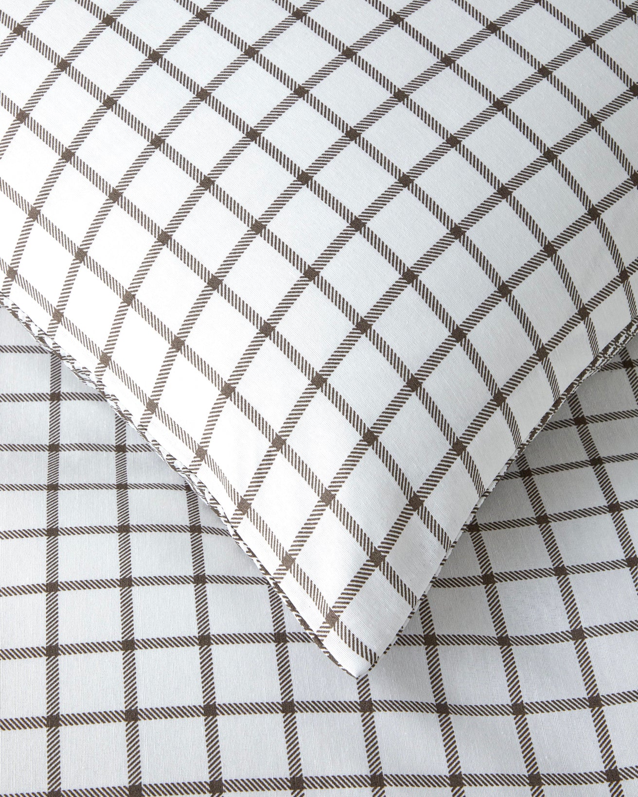Professional Easy Iron Simple Checks Single Duvet Set Brown