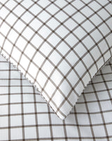 Professional Easy Iron Simple Checks Single Duvet Set Brown