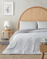 Professional Easy Iron Simple Checks Single Duvet Set Brown